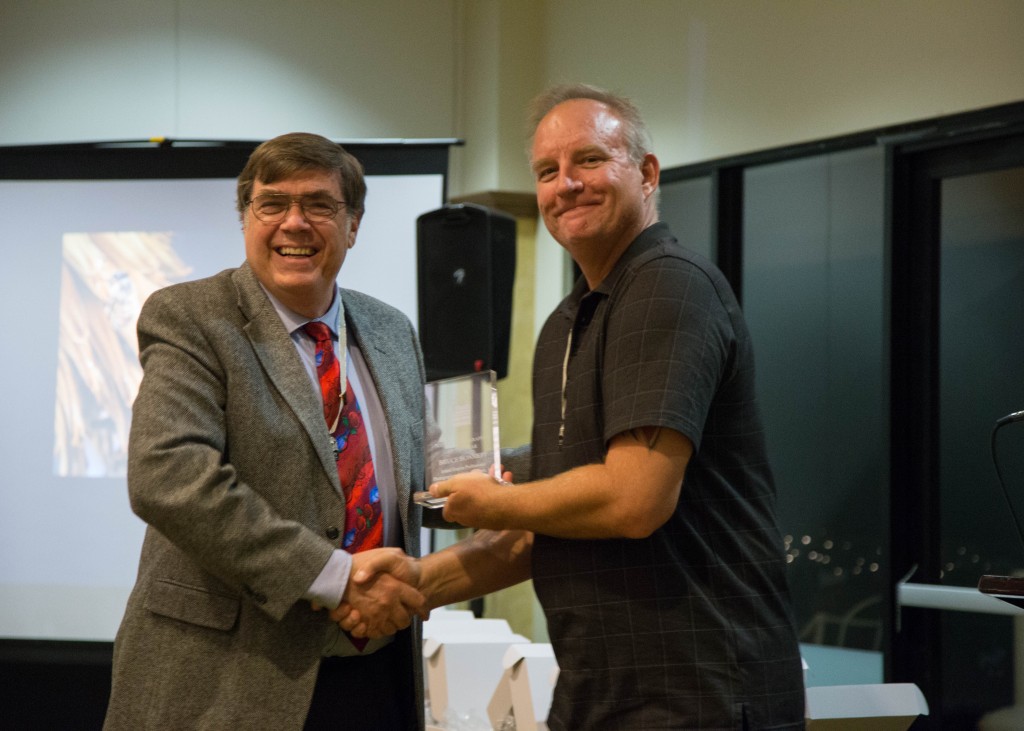 Nature Photographer of the Year - Bruce Bonnettreceives his award from Steve Burgraff 